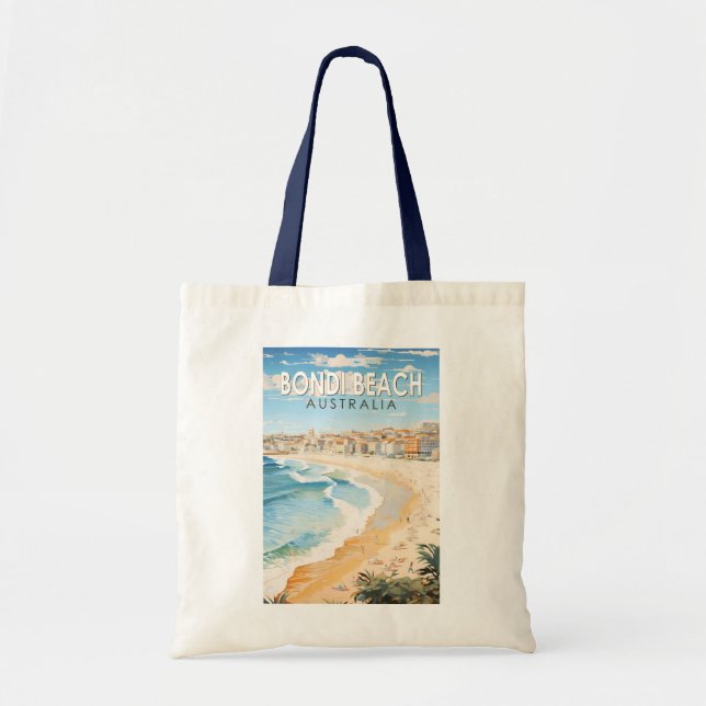 Bondi Beach Australia Travel Art Vintage Tote Bag (Front)