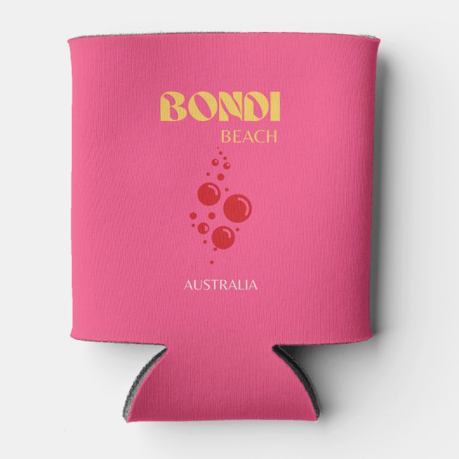 Bondi Beach, Pink Can Cooler (Front)