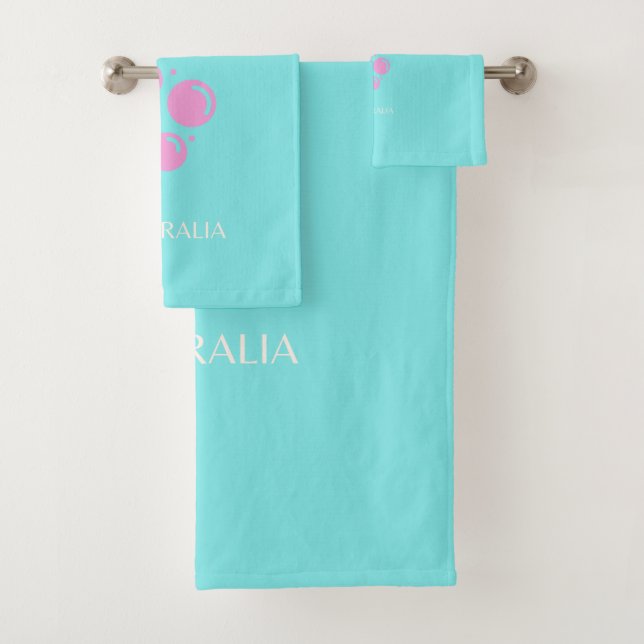 Bondi Beach, Travel Art, Blue Aqua Bath Towel Set (Insitu)