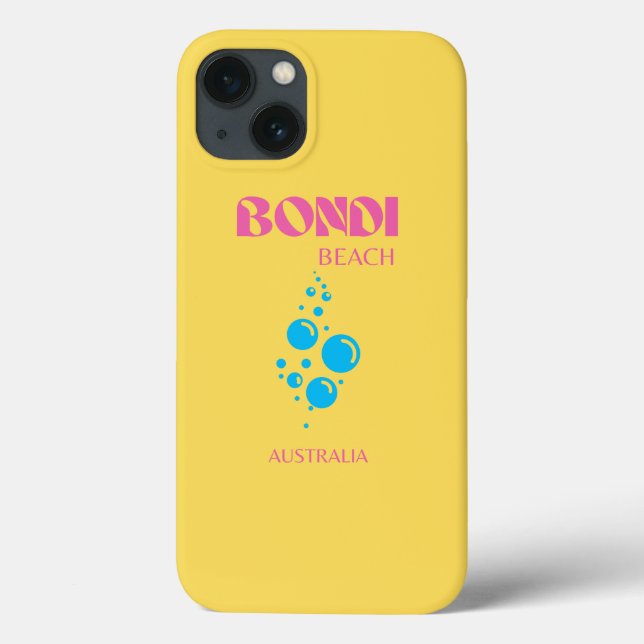 Bondi Beach, Travel Art, Preppy, Yellow, Pink Case-Mate iPhone Case (Back)
