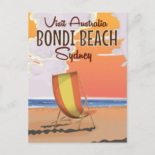 Bondi Beach vintage Travel Poster Postcard