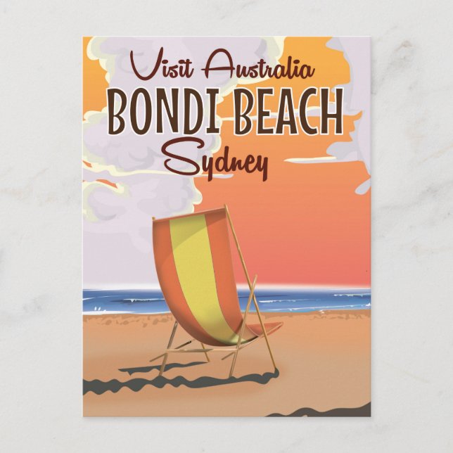 Bondi Beach vintage Travel Poster Postcard (Front)