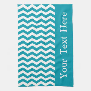 Bondi Blue Wave Chevron customisable Tea Towel