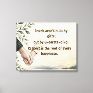 Bonds & Respect Quote Canvas Print Couple Hands