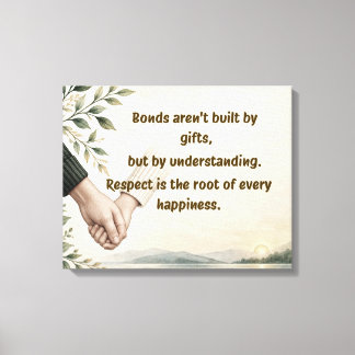Bonds & Respect Quote Canvas Print | Couple Hands