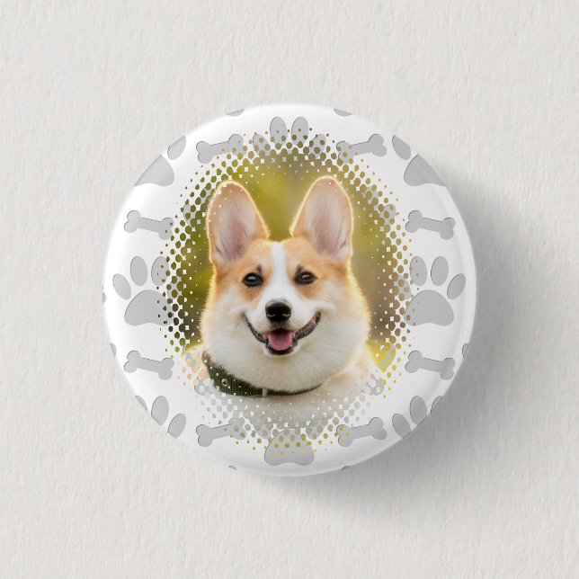 Bone And Paw Print Pattern Dog Frame  3 Cm Round Badge (Front)