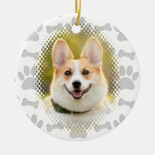 Bone And Paw Print Pattern Dog Frame  Ceramic Tree Decoration