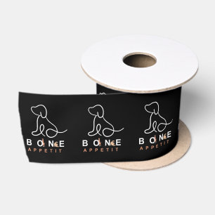 Bone Appetit Black And White Dog Bakeries Seals Satin Ribbon