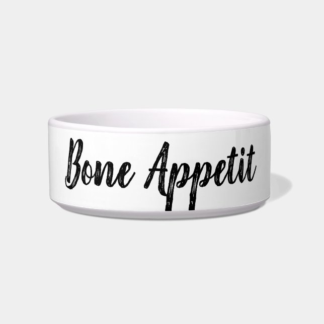 Bone Appetit funny puppy dog pet bowl saying quote (Front)