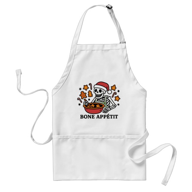 Bone Appétit Funny Skeleton Christmas Baking Standard Apron (Front)