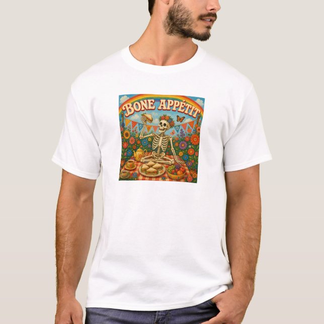 Bone Appetit Skeleton Picnic T-Shirt (Front)