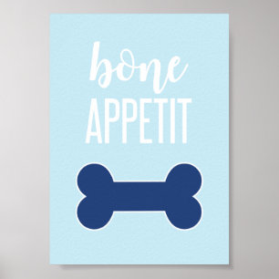 Bone Appetite Puppy Birthday Party Sign Blue