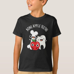 Bone Apple Teeth Funny Bona Appetit Pun Dark BG T-Shirt