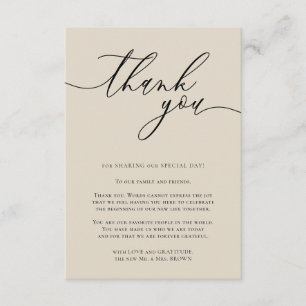 Bone Beige Calligraphy Custom Photo Thank You Enclosure Card