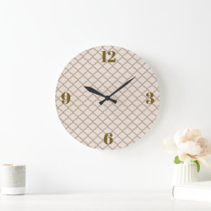 Bone/Beige Moroccan Trellis  Large Clock
