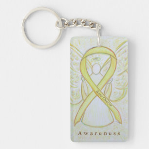 Bone Cancer Angel Awareness Ribbon Keychain