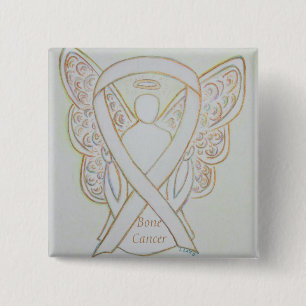 Bone Cancer Angel White Awareness Ribbon Pins