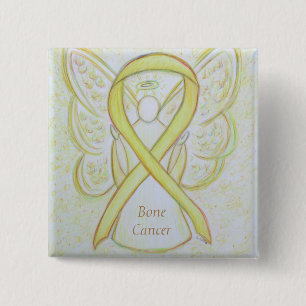 Bone Cancer Angel Yellow Awareness Ribbon Pins