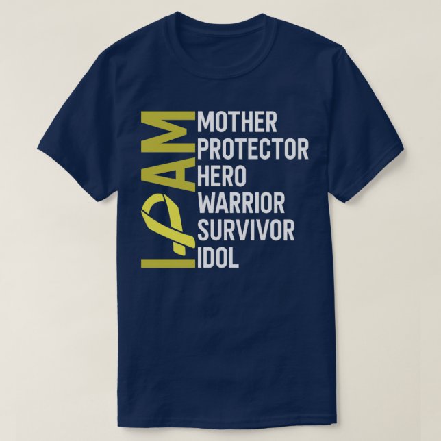 Bone Cancer Awareness I Am Mother Hero Warrior Sur T-Shirt (Design Front)