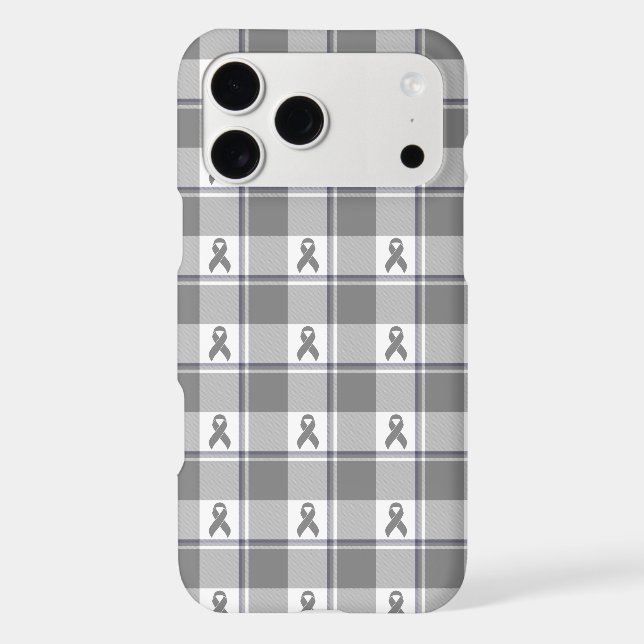 Bone Cancer Awareness Plaid Gray Ribbon (Back)