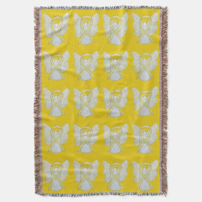 Bone Cancer Awareness Ribbon Throw Blankets (Front Vertical)