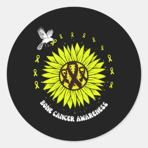 Bone Cancer Awareness Ribbon Yellow Ribbon Bird Classic Round Sticker