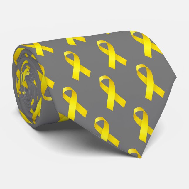 Bone Cancer Awareness Yellow Ribbon Tie (Rolled)