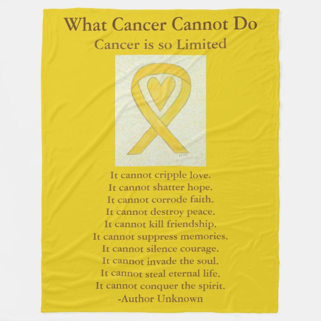 Bone Cancer Yellow Awareness Ribbon Fleece Blanket (Front)