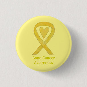 Bone Cancer Yellow Heart Awareness Ribbon Pin