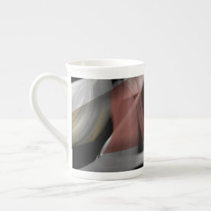 Bone China Mug Abstract Art Black White Powdery