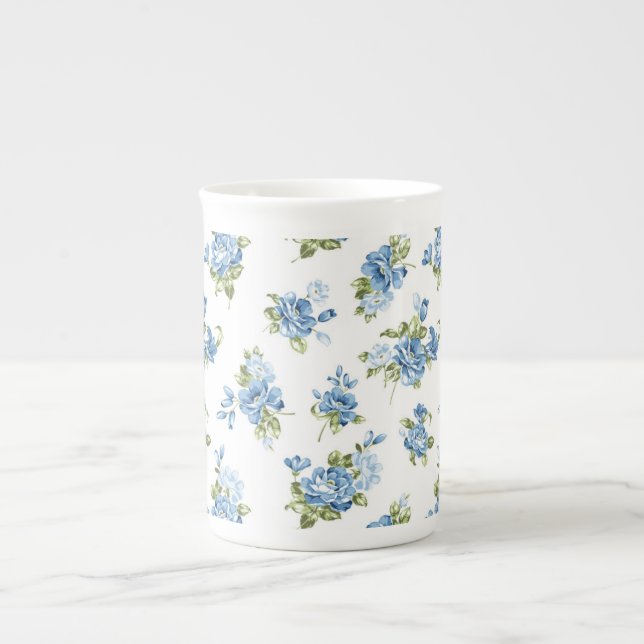 Bone China Mug-Blue Roses Bone China Mug (Front)