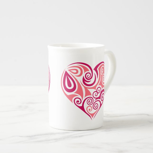 Bone China Mug - Heart (Front Right)