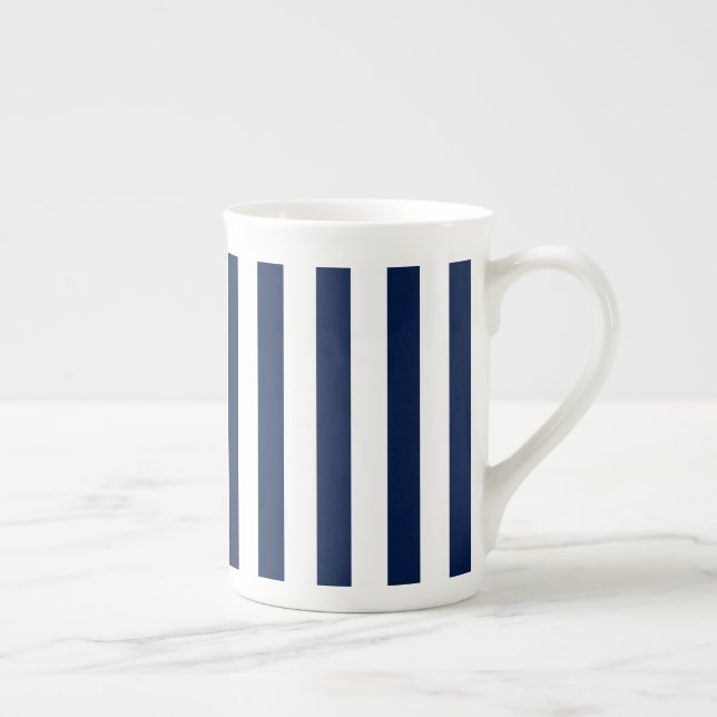 Bone China Mug-Navy & White Stripes Bone China Mug (Right)