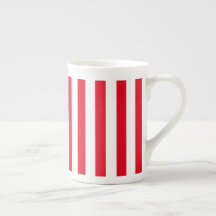 Bone China Mug-Red & White Stripes Mug