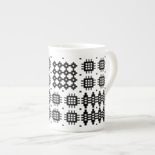 Bone China Mug Welsh Tapestry Pattern, Black