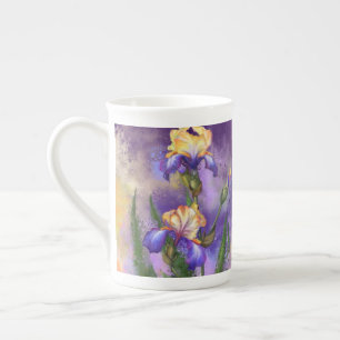 Bone China Mug with Iris Flowers