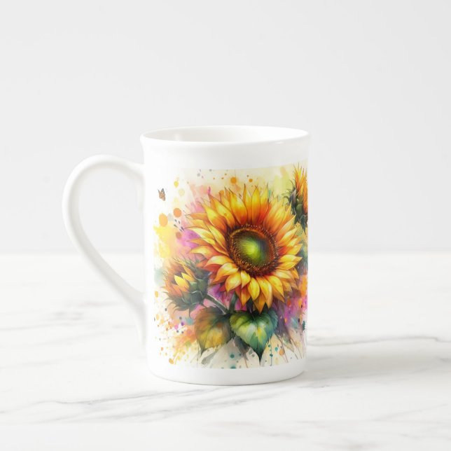 Bone China - Sunflowers Bone China Mug (Left)
