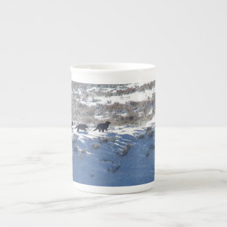 Bone China - Yellowstone Lamar wolf pack run Bone China Mug