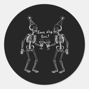 Bone Dry Tini Skeleton Drinking Martini Tail Hallo Classic Round Sticker