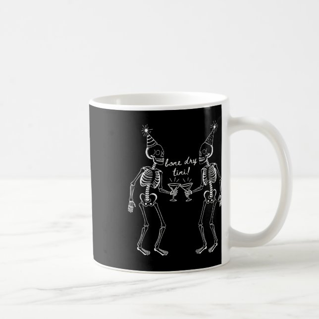 Bone Dry Tini Skeleton Drinking Martini Tail Hallo Coffee Mug (Right)