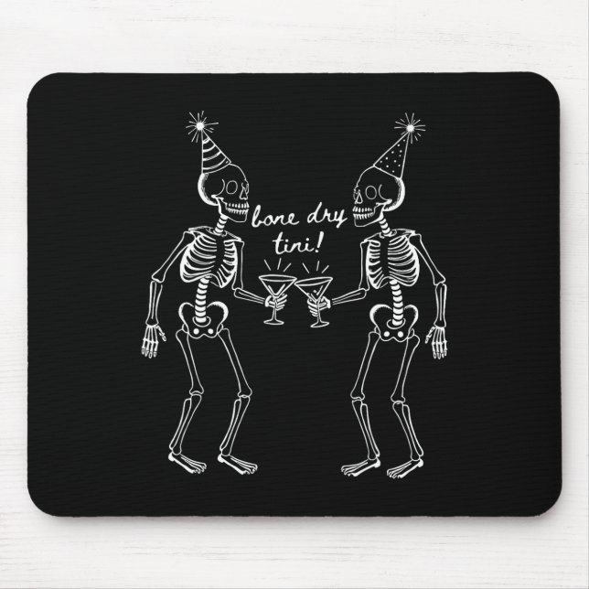 Bone Dry Tini Skeleton Drinking Martini Tail Hallo Mouse Mat (Front)