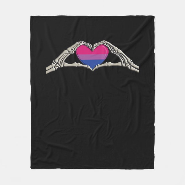 Bone Hands Heart Bisexual Goth Fleece Blanket (Front)