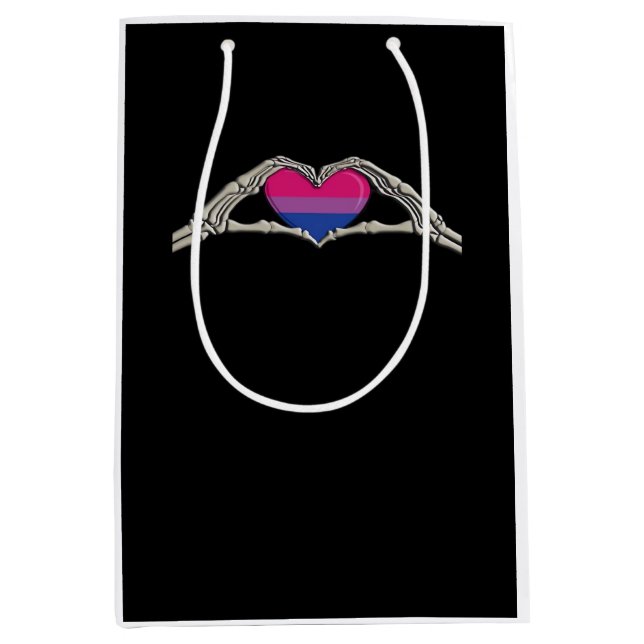 Bone Hands Heart Bisexual Goth Medium Gift Bag (Front)