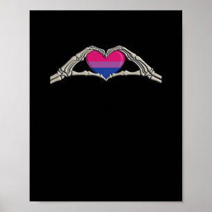 Bone Hands Heart Bisexual Goth Minimal Design Poster