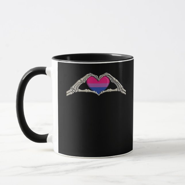 Bone Hands Heart Bisexual Goth Mug (Left)