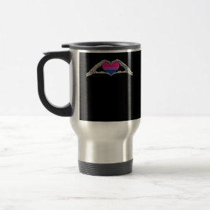 Bone Hands Heart Bisexual Goth Travel Mug