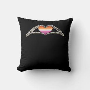 Bone Hands Heart Lesbian Goth Cushion