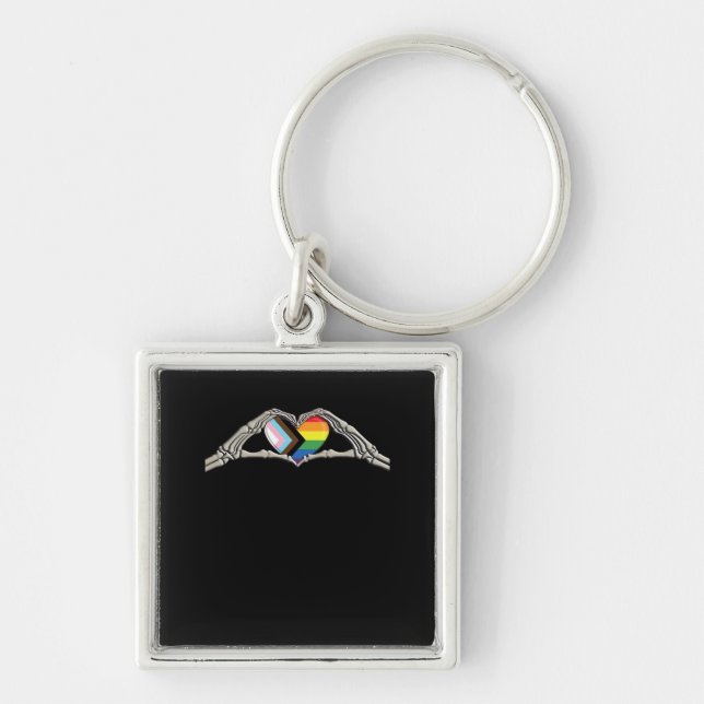 Bone Hands Heart Pride Progress Key Ring (Front)