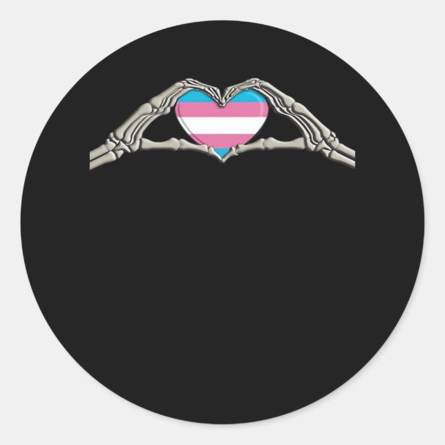 Bone Hands Heart Transgender Goth Classic Round Sticker (Front)