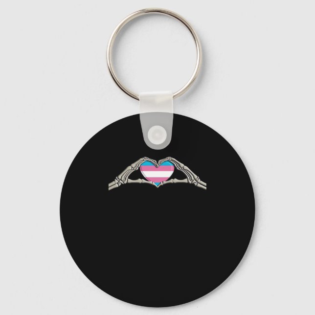 Bone Hands Heart Transgender Goth Key Ring (Front)